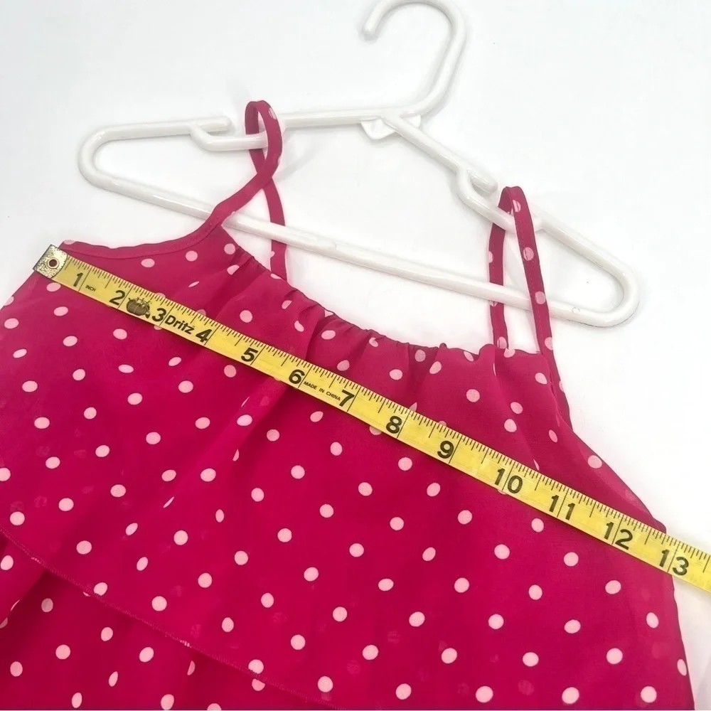 THE CHILDREN'S PLACE Girl's Pink & White Polka Dot Tiered Tank Top Size M